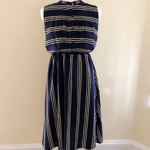 Navy Button-front Sleeveless Midi Dress